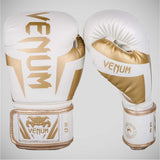 White/Gold Venum Elite Boxing Gloves