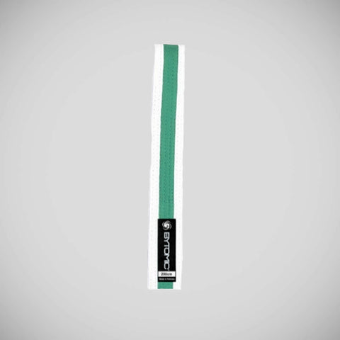 White/Green Bytomic White Belt with Stripe Pack of 10