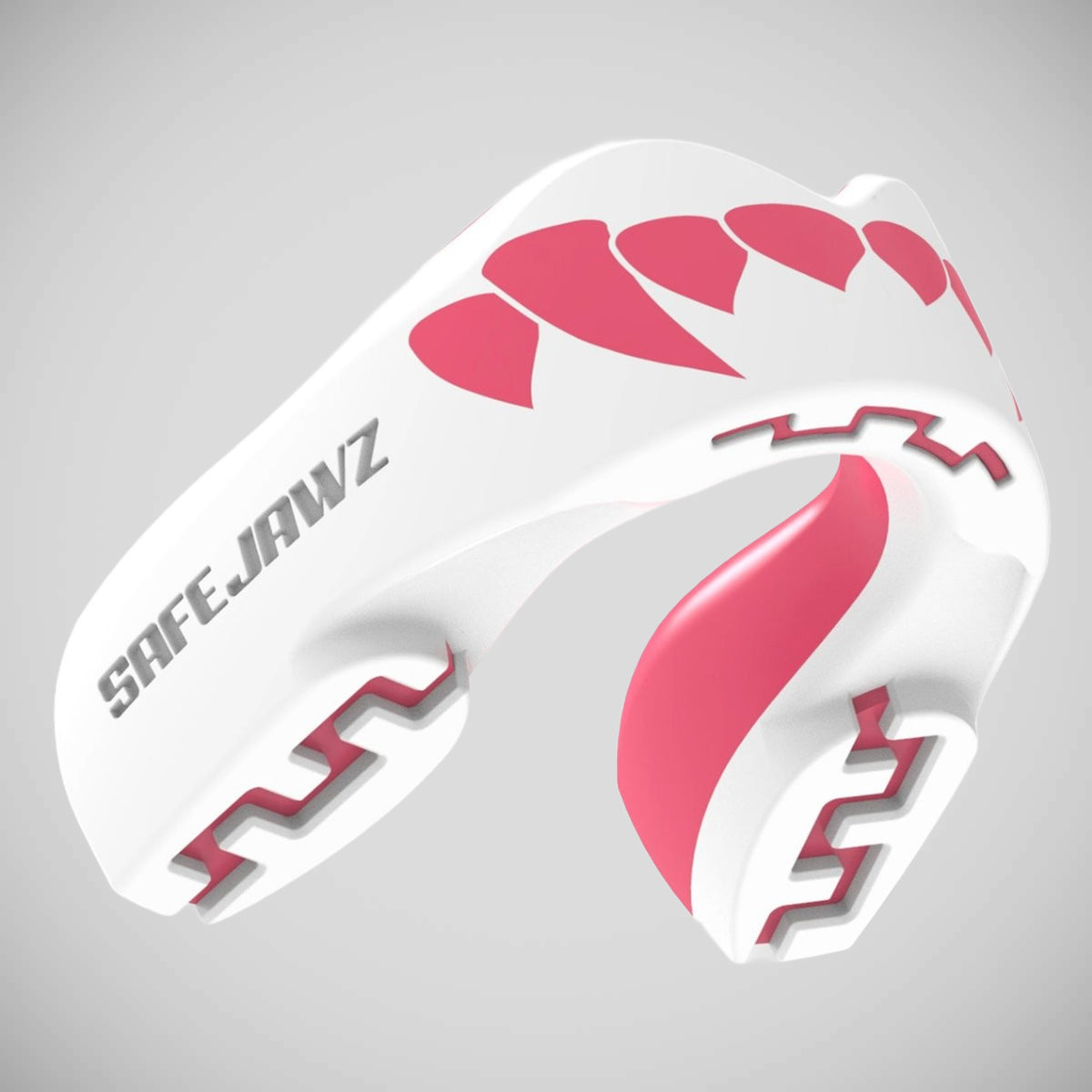 White/Pink SafeJawz Extro Pink Fangz Mouth Guard