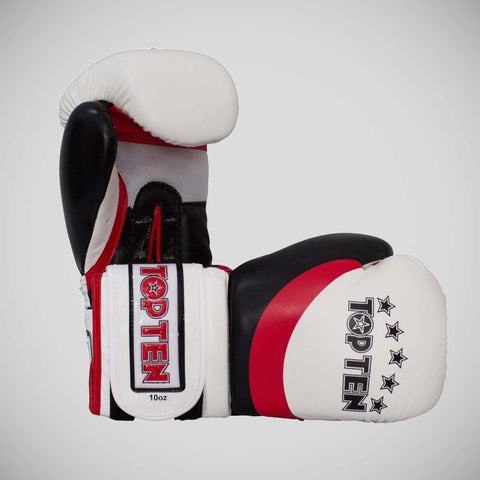 White/Red/Black Top Ten Stripe Boxing Gloves