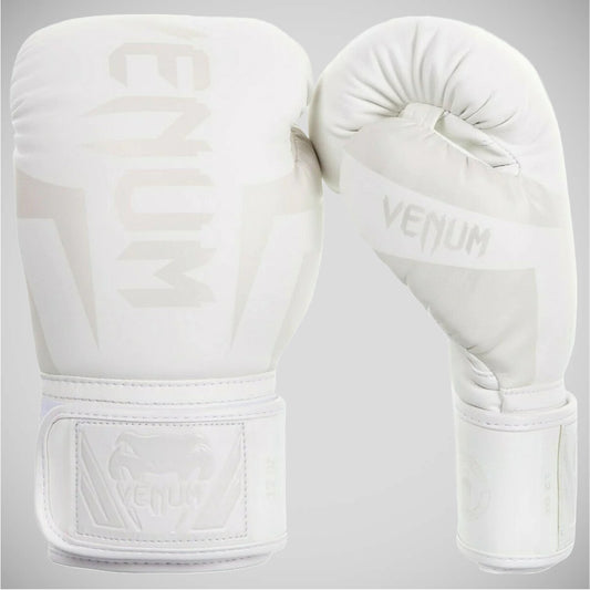 White/White Venum Elite Boxing Gloves