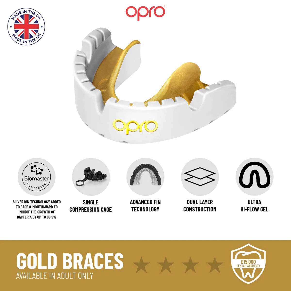 Opro Gold Braces Self-Fit Mouth Guard Black/Gold