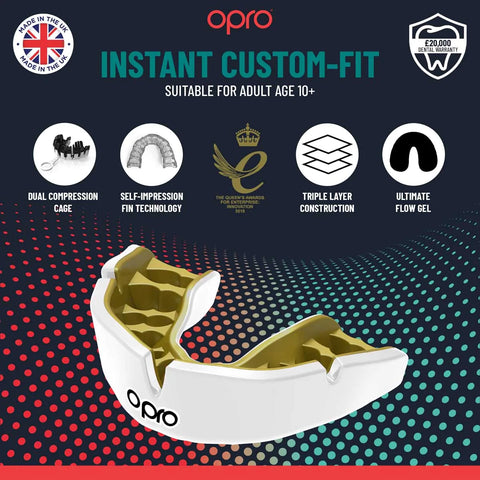Black/White Opro Instant Custom-Fit Jaws Mouth Guard