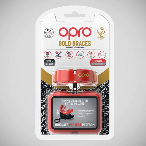 Red/Pearl Opro Gold Braces Self-Fit Mouth Guard