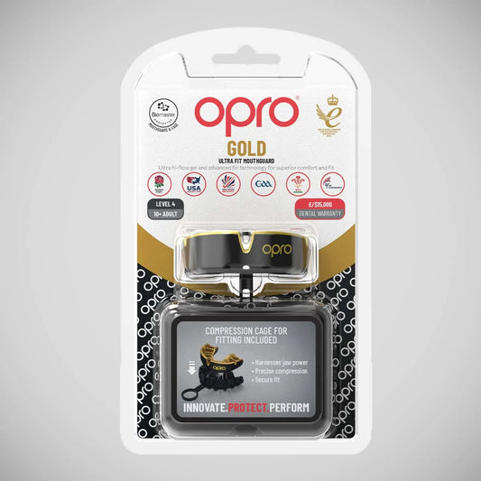 Black/Gold Opro Gold Self-Fit Mouth Guard