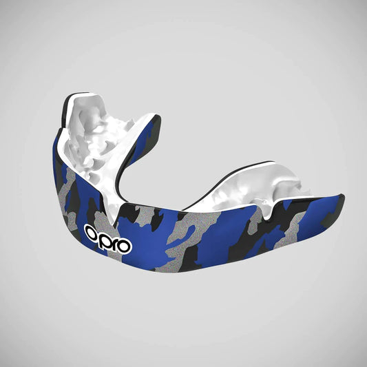 Black/Blue/Silver Opro Instant Custom-Fit Camo Mouth Guard