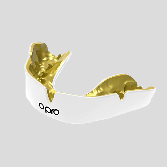 White/Gold Opro Instant Custom-Fit Single Colour Mouth Guard