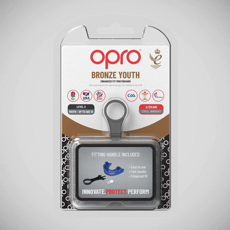 Opro Junior Bronze Self-Fit Mouth Guard Blue