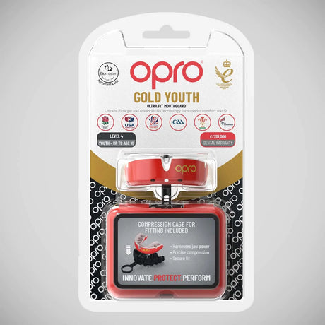 Opro Junior Gold Self-Fit Mouth Guard Red/Pearl