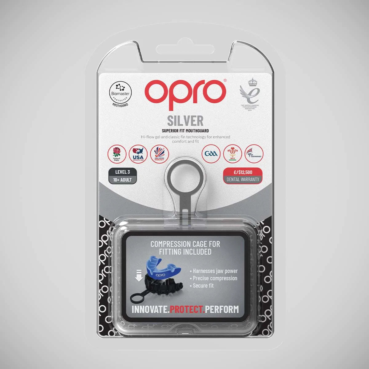 Opro Silver Self-Fit Mouth Guard Dark Blue/Blue