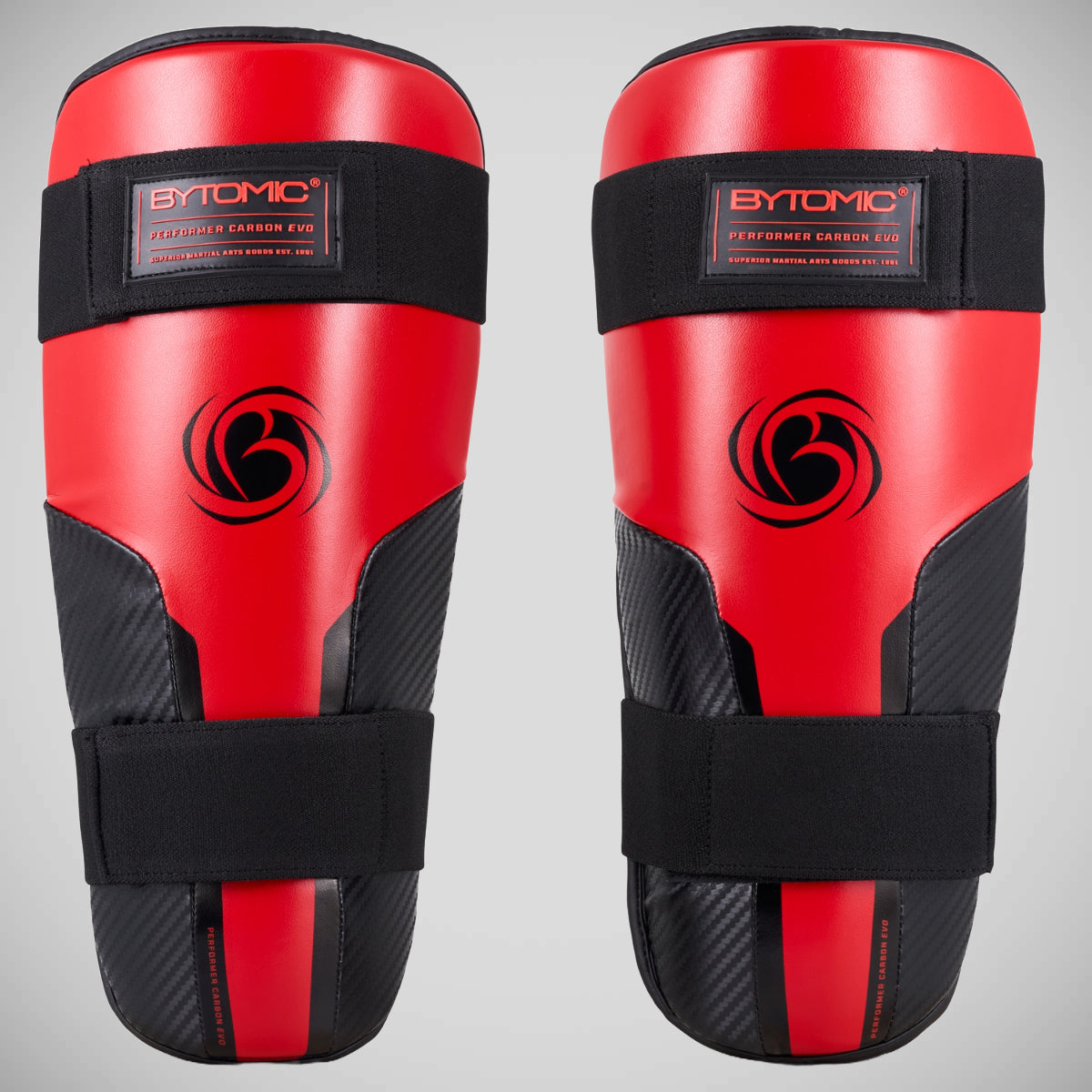 Red/Black Bytomic Performer Carbon Evo Shin Guards