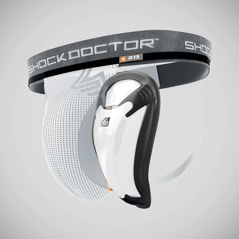 White Shock Doctor Youth Core Supporter with BioFlex Cup