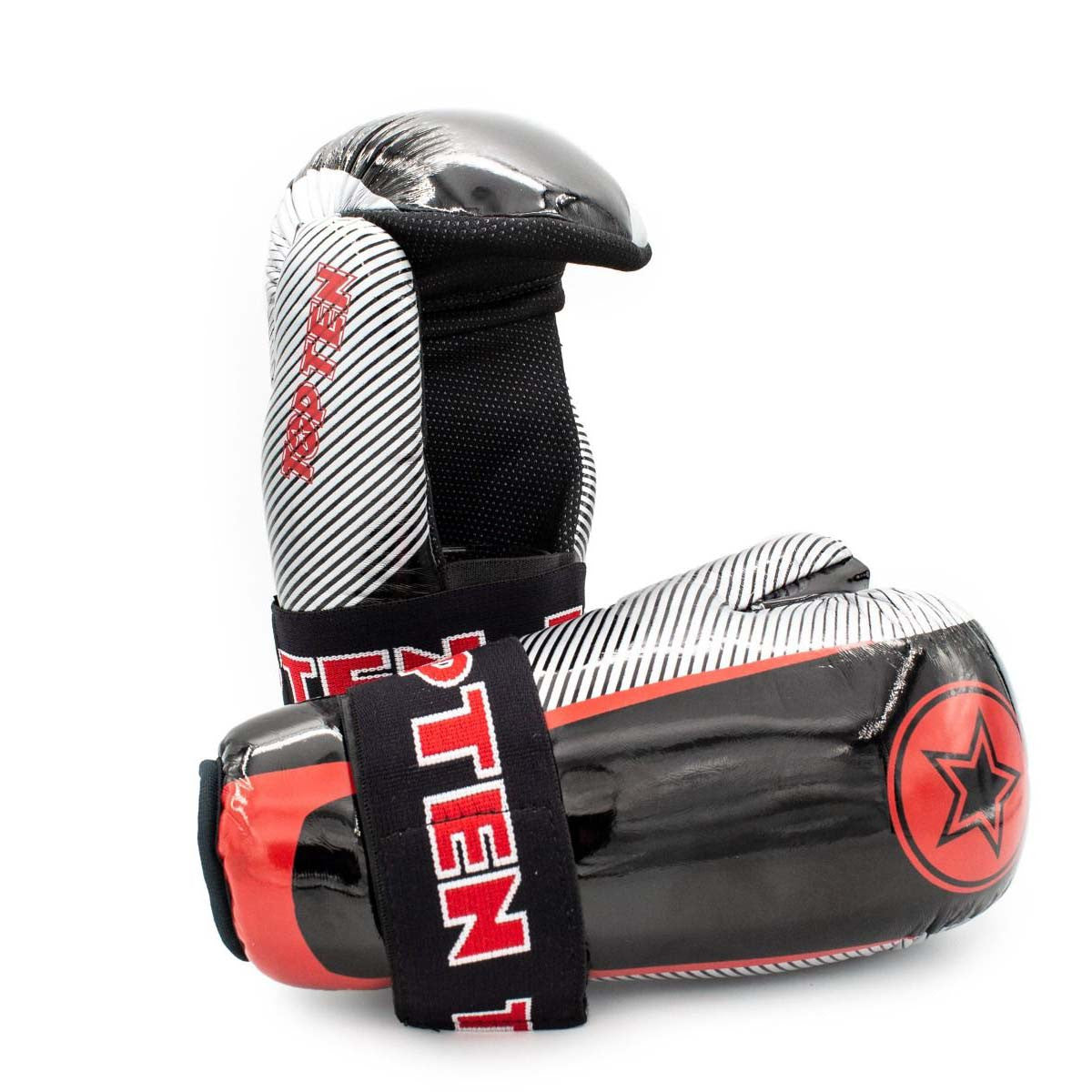 Top Ten Limited Edition Glossy Star & Stripes Pointfighter Gloves Black-Silver-Red