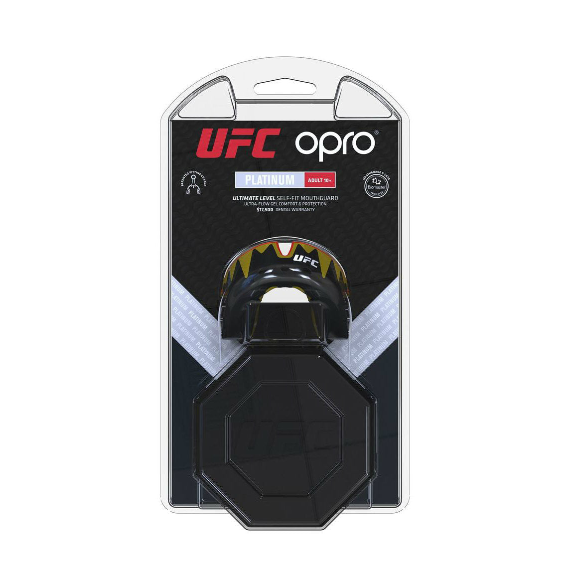 Opro UFC Platinum Fangz Mouth Guard Black Metal/Red