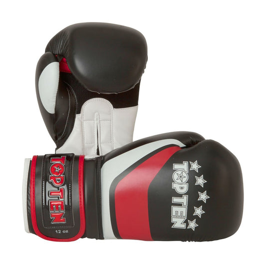 Top Ten Stripe Boxing Gloves Black-Red