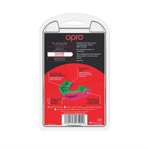 Opro Junior Silver Gen 4 Mouth Guard Pink/Green