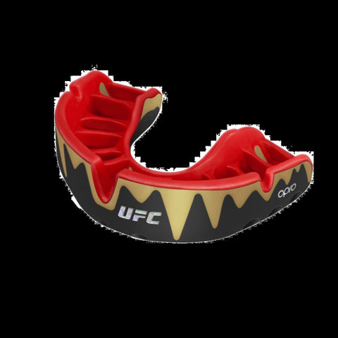 Opro UFC Platinum Fangz Mouth Guard Red Metal-Black
