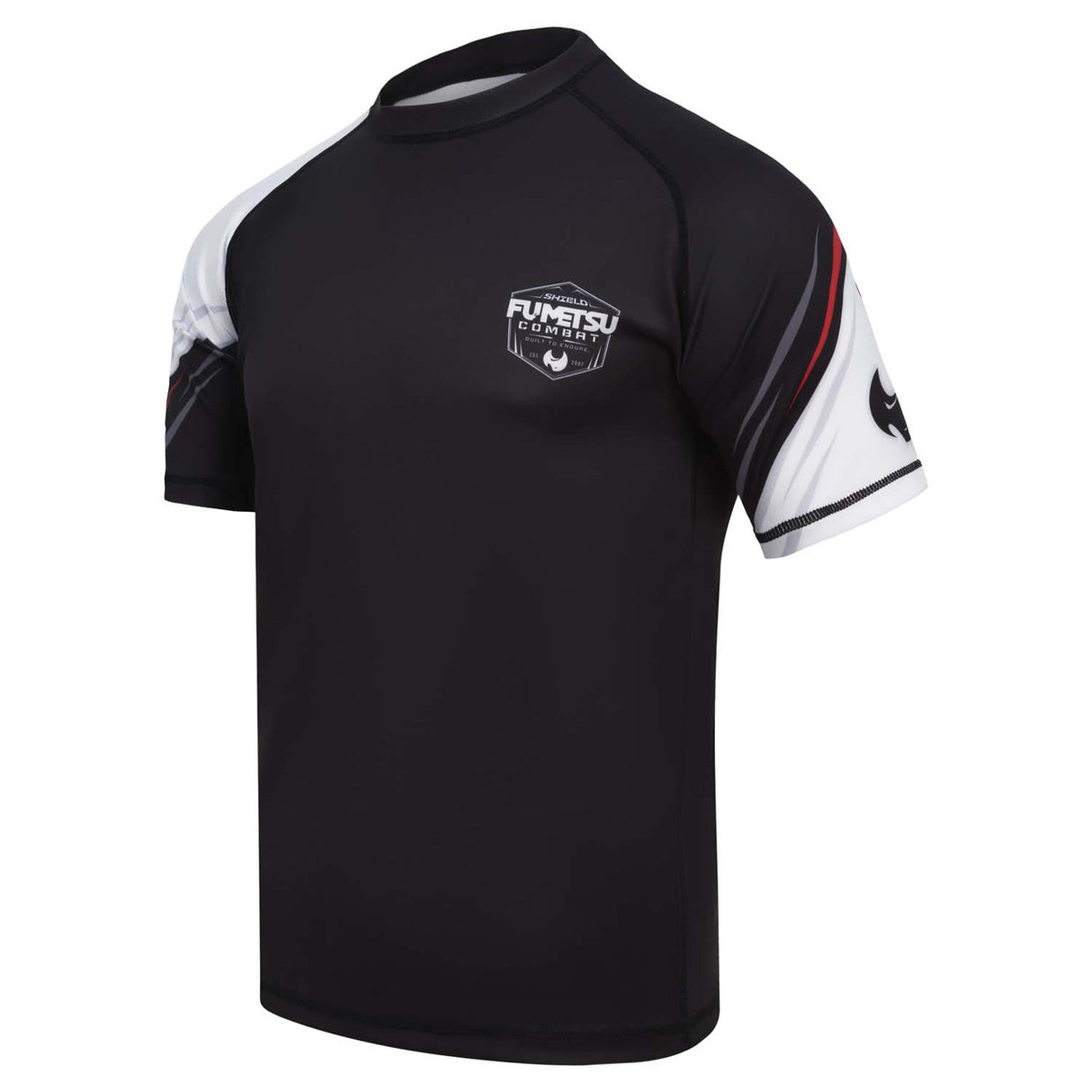 Fumetsu Shield Short Sleeve Rash Guard Black-White-Red